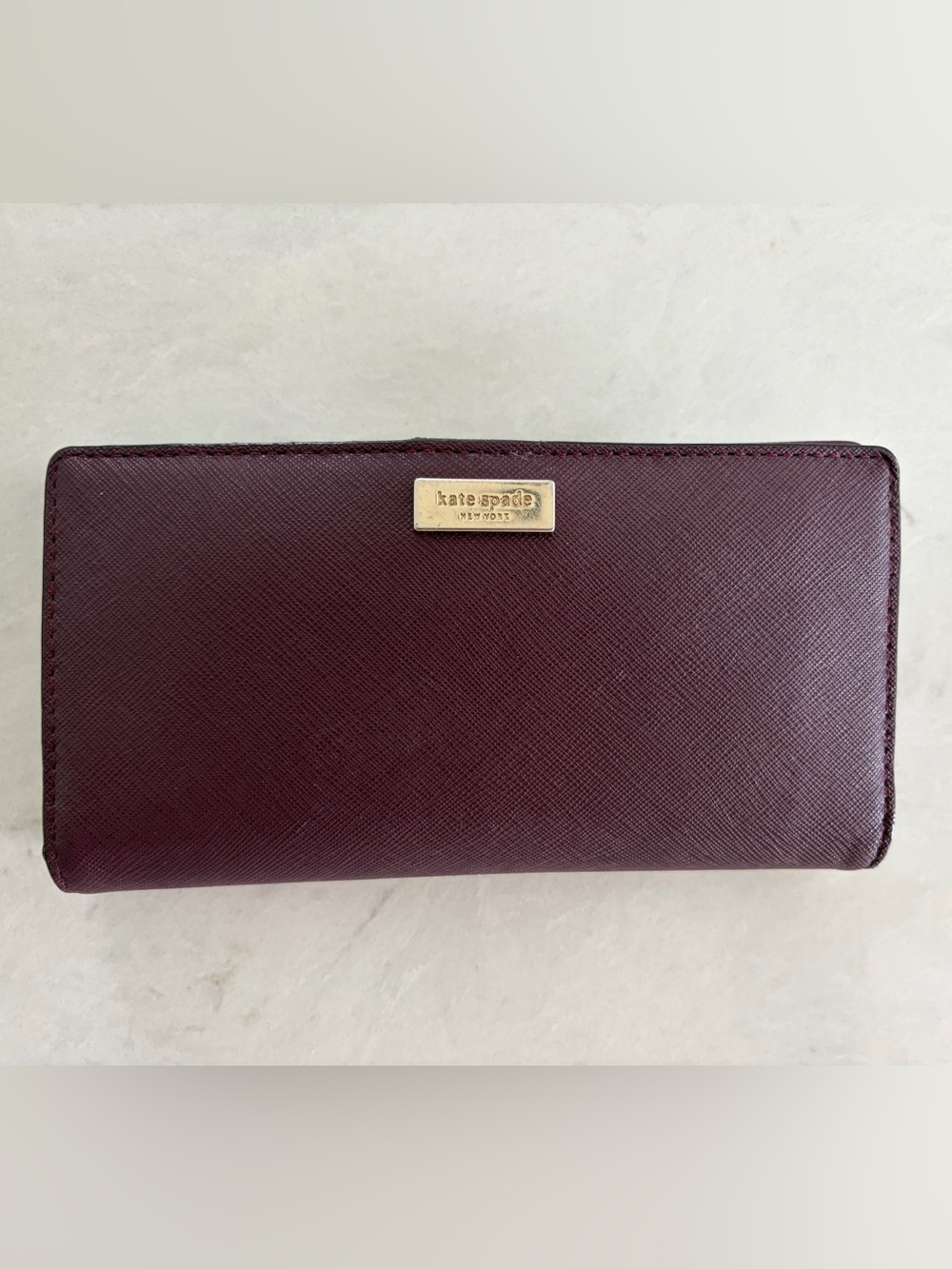 Authentic Kate Spade wallet - 100% leather, plum purple colour, designer, luxury